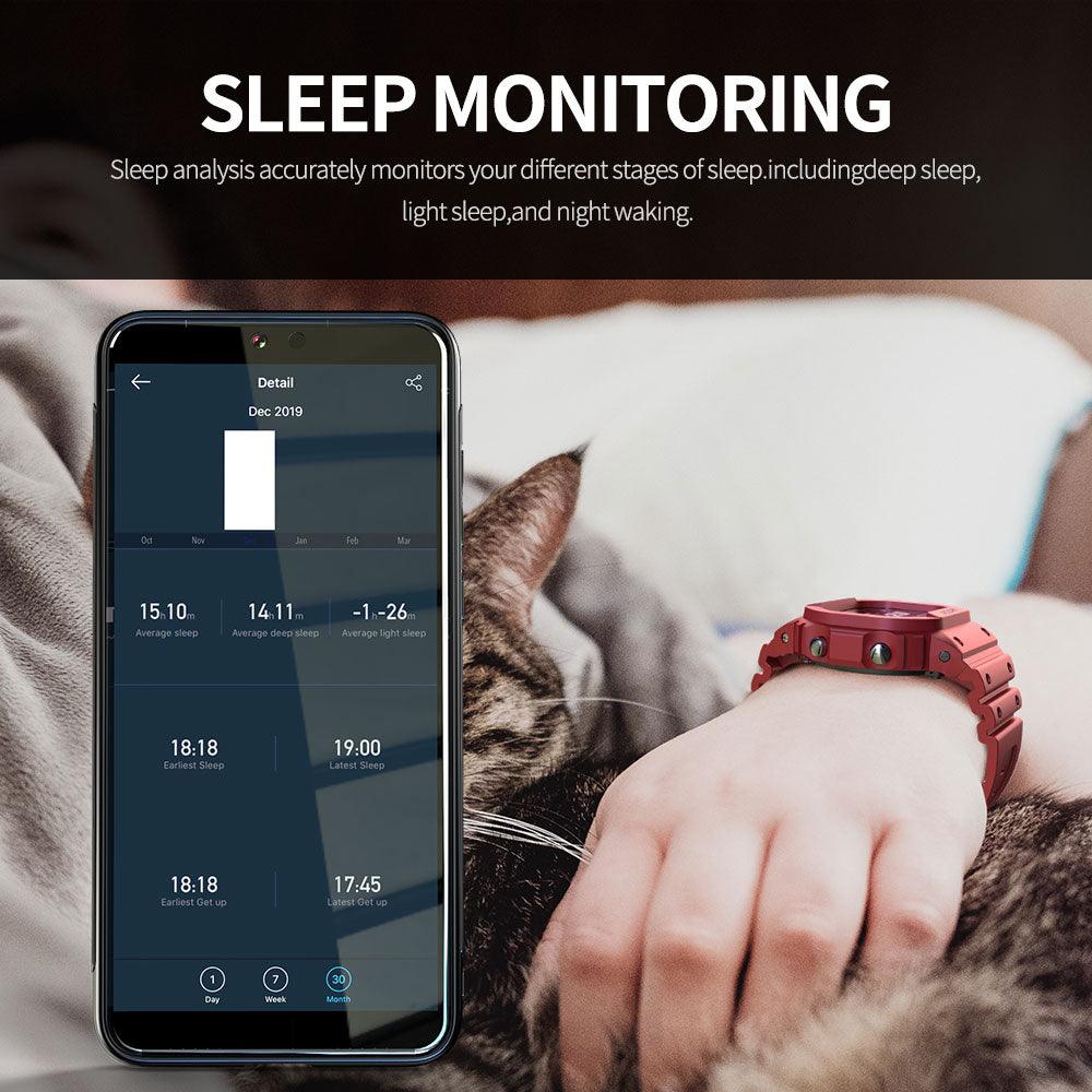 Ocean Smart Watch - Men Fitness Tracker Blood Pressure Message Push Heart Rate Monitor Clock (D84)(RW)