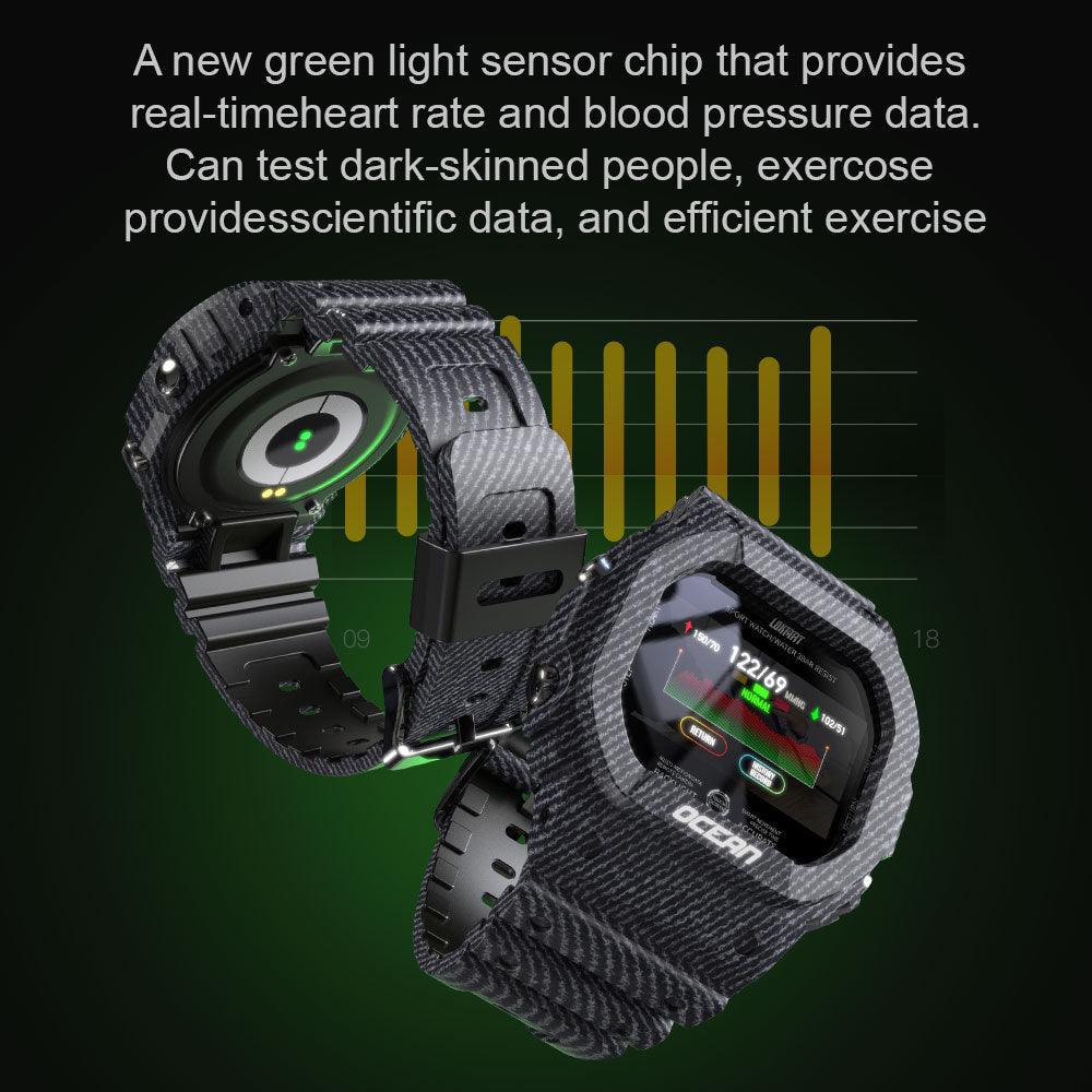 Ocean Smart Watch - Men Fitness Tracker Blood Pressure Message Push Heart Rate Monitor Clock (D84)(RW)