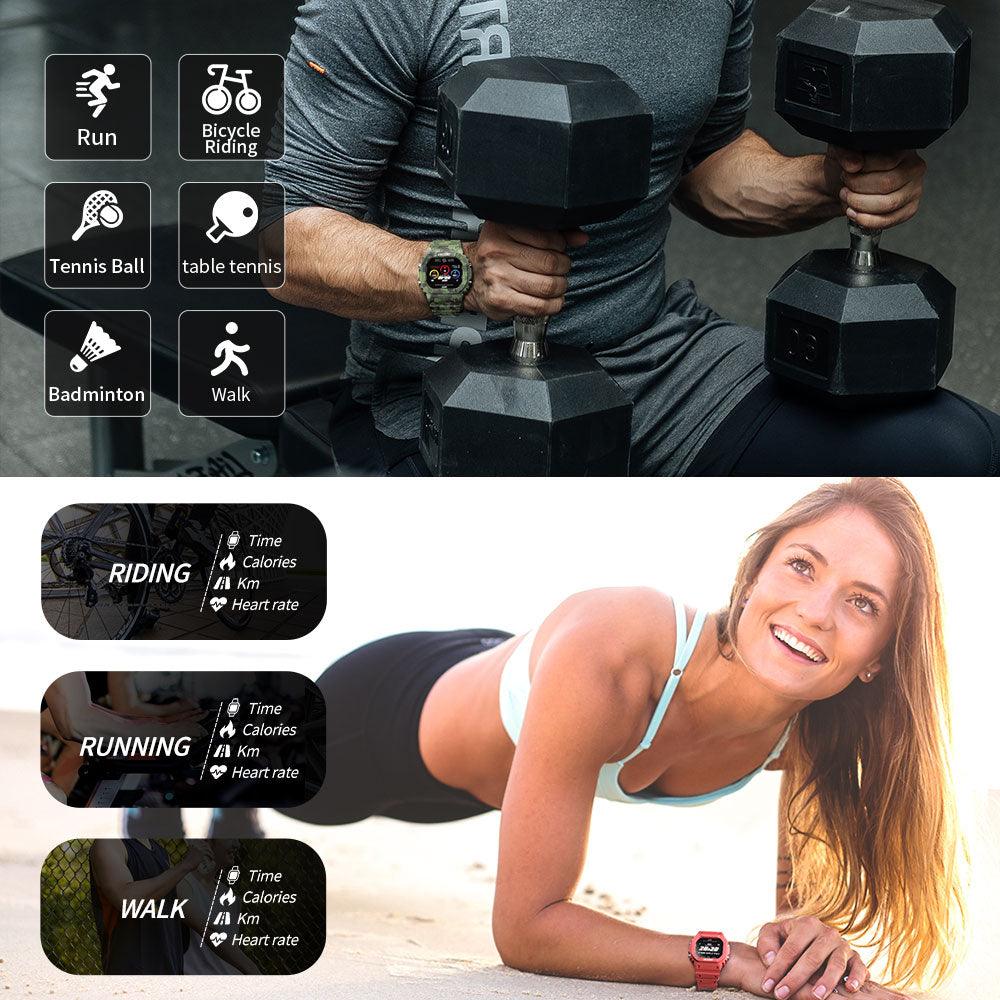Ocean Smart Watch - Men Fitness Tracker Blood Pressure Message Push Heart Rate Monitor Clock (D84)(RW)