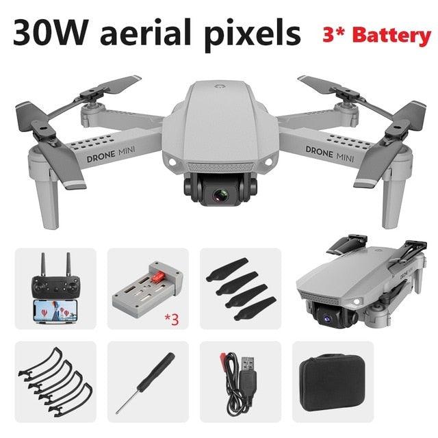 Great Mini drone E88 WIFI FPV, high-definition 4K 1080P camera height maintaining RC foldable drone gift toy (MC2)(1U54)(1U46)