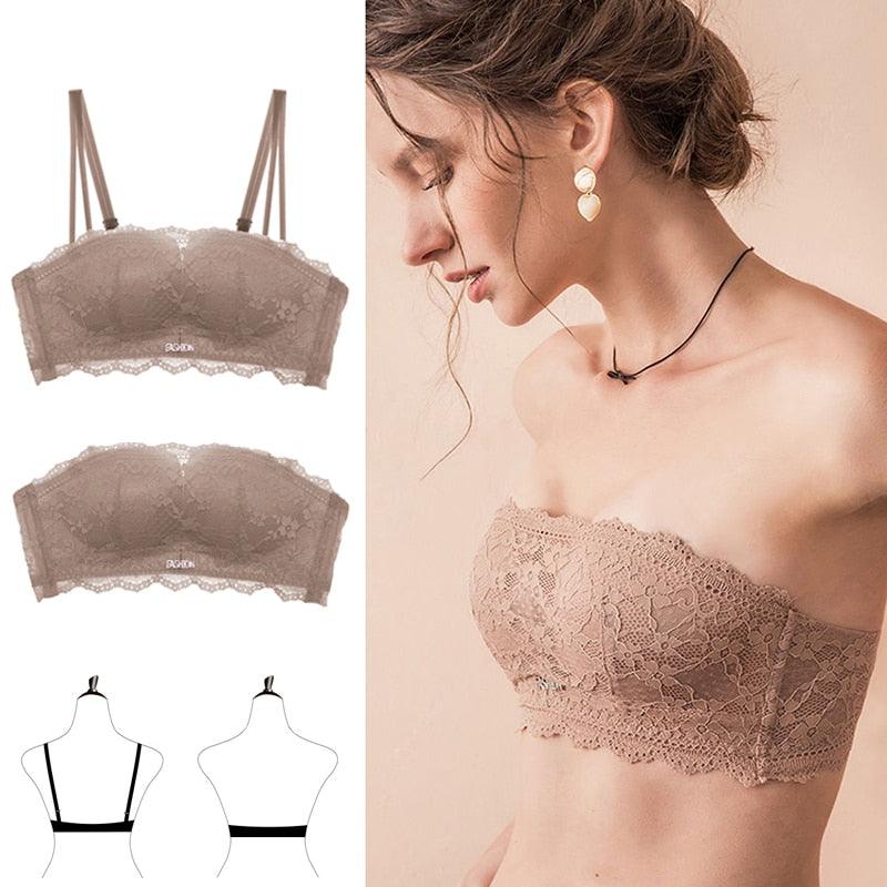 Gorgeous Women's Lace Top Strapless Push Up Sexy Bra -Small Breast Sea –  Deals DejaVu