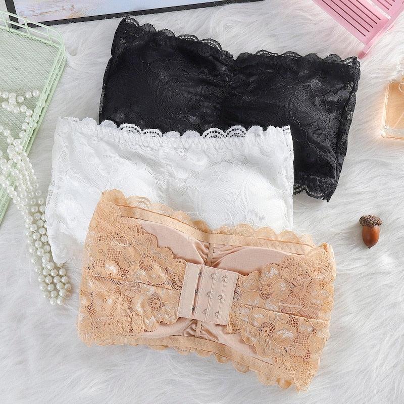 Lace Tube Top Sexy Strapless Short Top Bra - Bottomed Underwear Bras (3U27)
