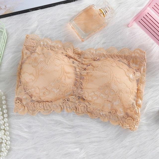 Lace Tube Top Sexy Strapless Short Top Bra - Bottomed Underwear Bras (3U27)