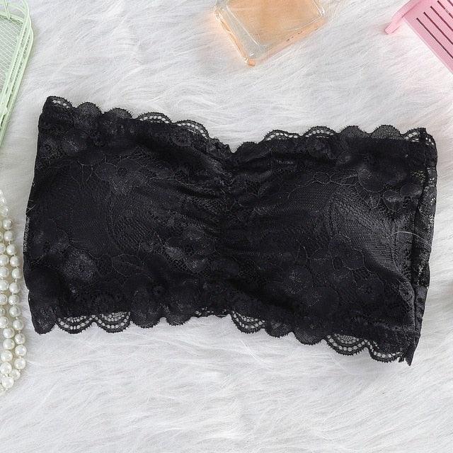 Lace Tube Top Sexy Strapless Short Top Bra - Bottomed Underwear Bras (3U27)