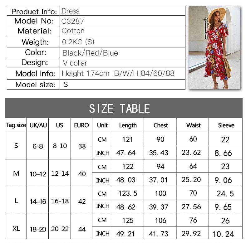 Trending Ladies Floral Printed Women Dress - A Line Deep Ruched V Neck Short Sleeve Midi Dress - Elegant Summer Dress (D30)(BWM)(WS06)