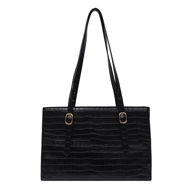 Cute Large PU Leather Shoulder Bags - Women's Stone Pattern Hand Bag (WH2)