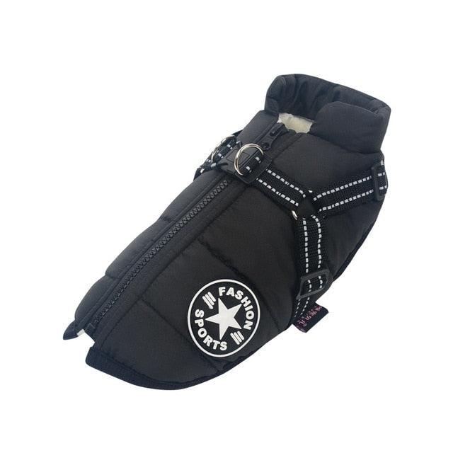 Large Pet Dog Jacket With Harness Winter Warm Dog Clothes- For Labrador Waterproof Big Dog Coat (W1)(F69)