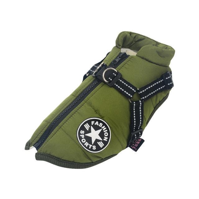 Large Pet Dog Jacket With Harness Winter Warm Dog Clothes- For Labrador Waterproof Big Dog Coat (W1)(F69)
