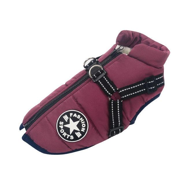 Large Pet Dog Jacket With Harness Winter Warm Dog Clothes- For Labrador Waterproof Big Dog Coat (W1)(F69)