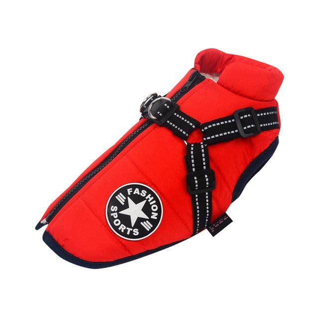 Large Pet Dog Jacket With Harness Winter Warm Dog Clothes- For Labrador Waterproof Big Dog Coat (W1)(F69)