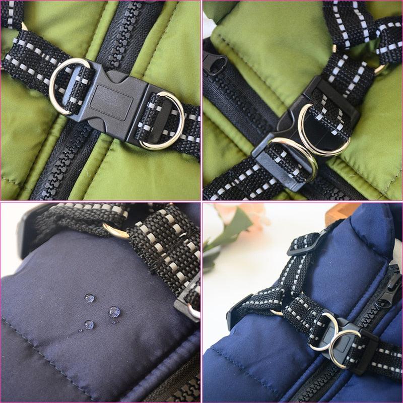 Large Pet Dog Jacket With Harness Winter Warm Dog Clothes- For Labrador Waterproof Big Dog Coat (W1)(F69)