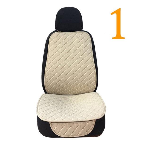 Large Size Flax Car Seat Cover - Protector Linen Front or Rear Seat - Back Cushion Pad Mat Backrest (7WH1)