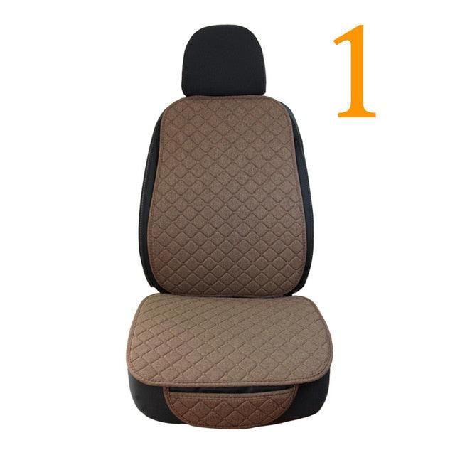 Large Size Flax Car Seat Cover - Protector Linen Front or Rear Seat - Back Cushion Pad Mat Backrest (7WH1)