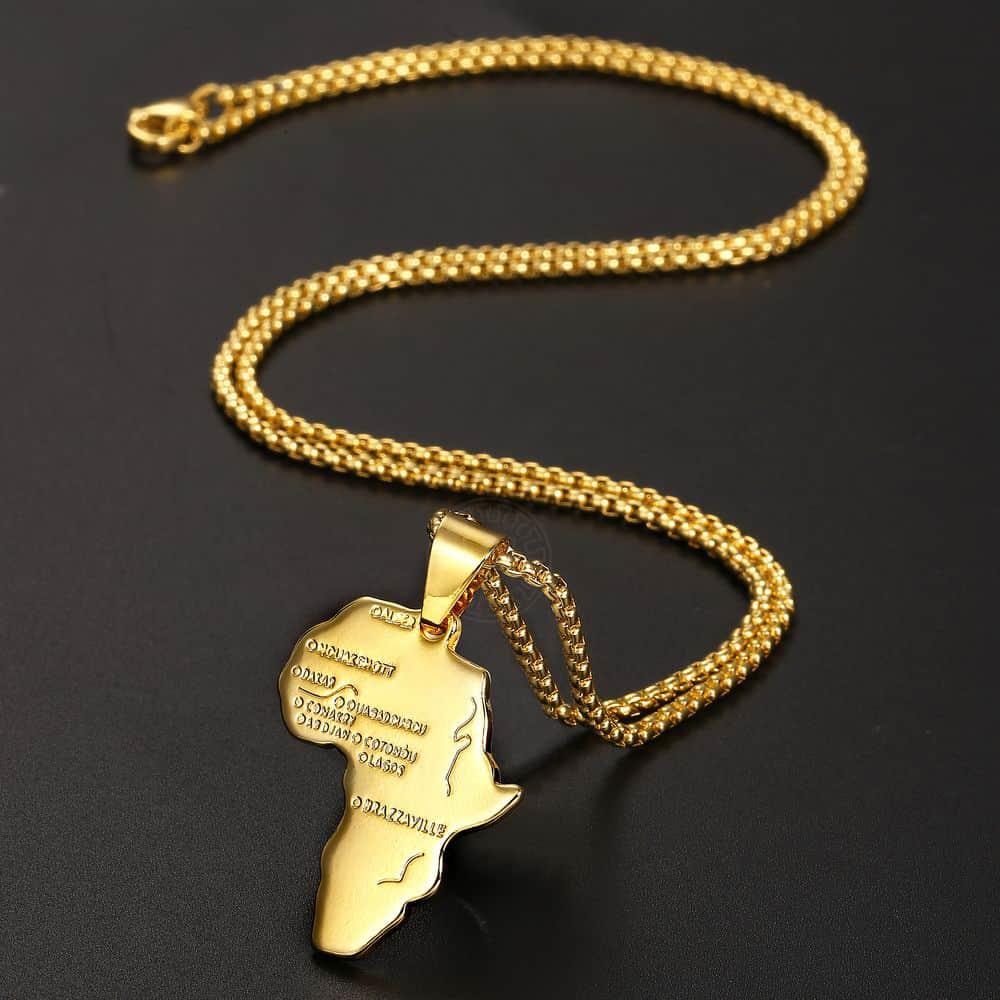 Great Chunky Chain - Letter Map Pendants Necklace - Gold Color Punk Long Chain Necklace (2U83)