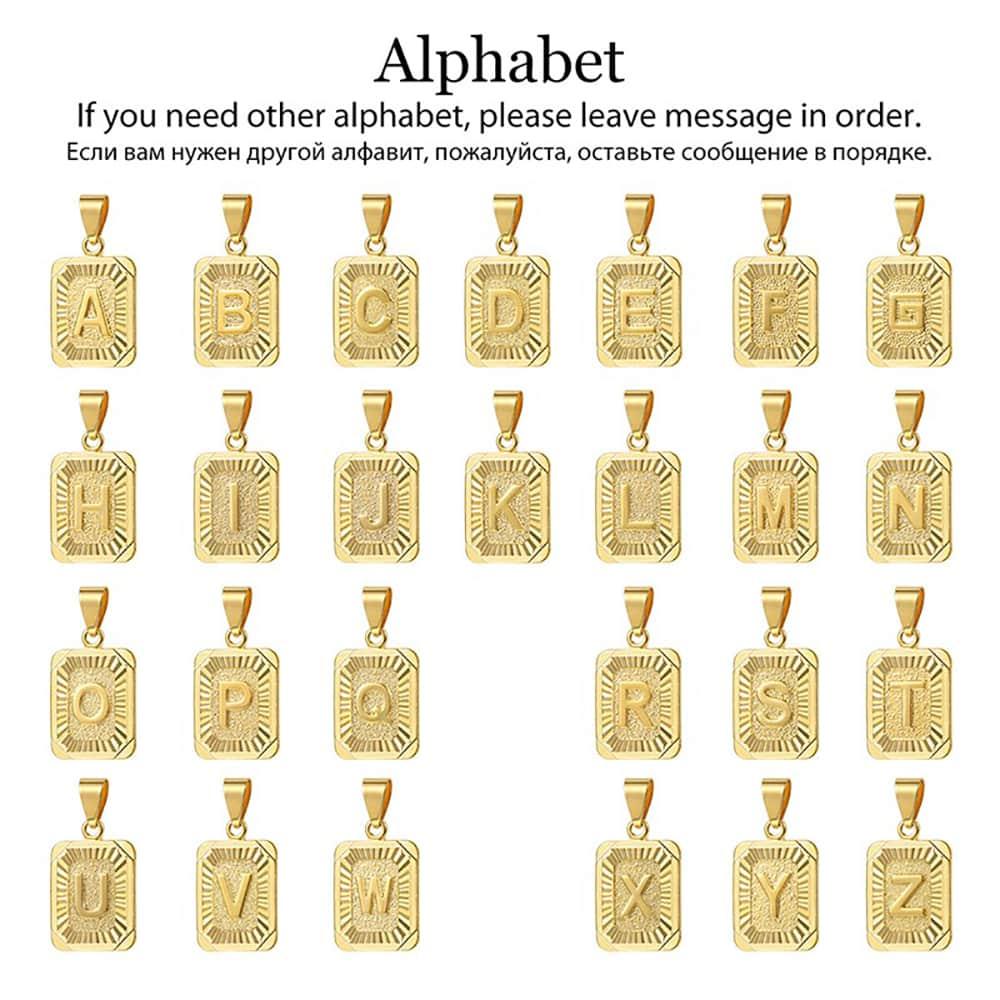 Great Chunky Chain - Letter Map Pendants Necklace - Gold Color Punk Long Chain Necklace (2U83)