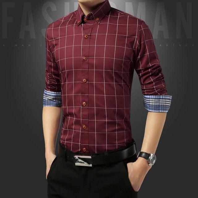 Great Casual Social Formal Shirt - Men Long Sleeve Slim Office Shirt (TM1)(T2G)