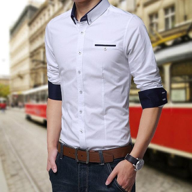 Great Casual Social Formal Shirt - Men Long Sleeve Slim Office Shirt (TM1)(T2G)