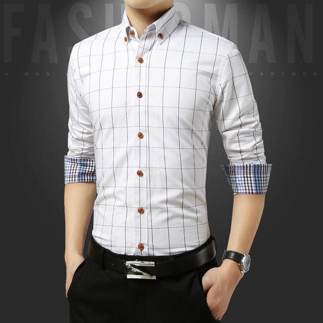 Great Casual Social Formal Shirt - Men Long Sleeve Slim Office Shirt (TM1)(T2G)