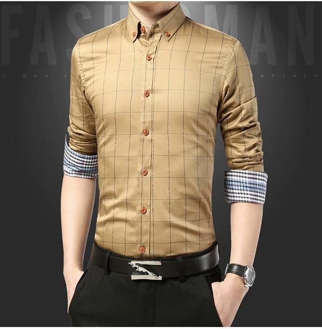 Great Casual Social Formal Shirt - Men Long Sleeve Slim Office Shirt (TM1)(T2G)