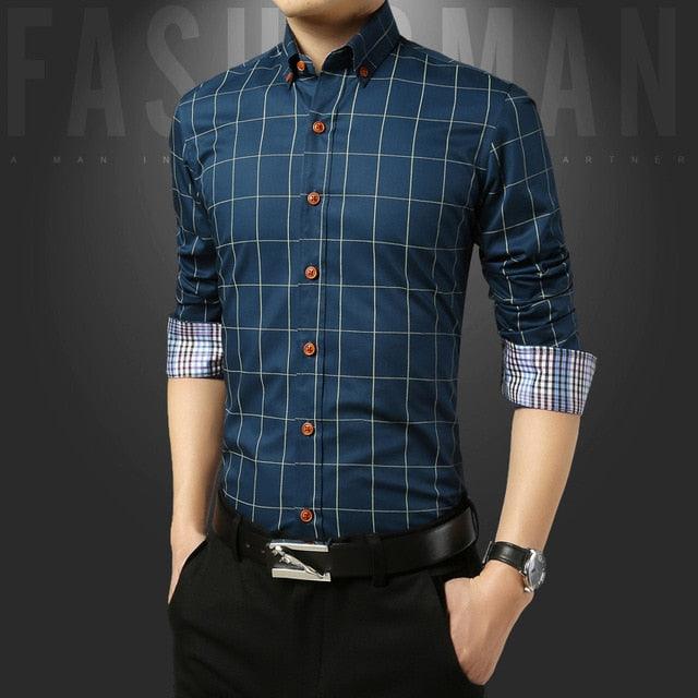 Great Casual Social Formal Shirt - Men Long Sleeve Slim Office Shirt (TM1)(T2G)