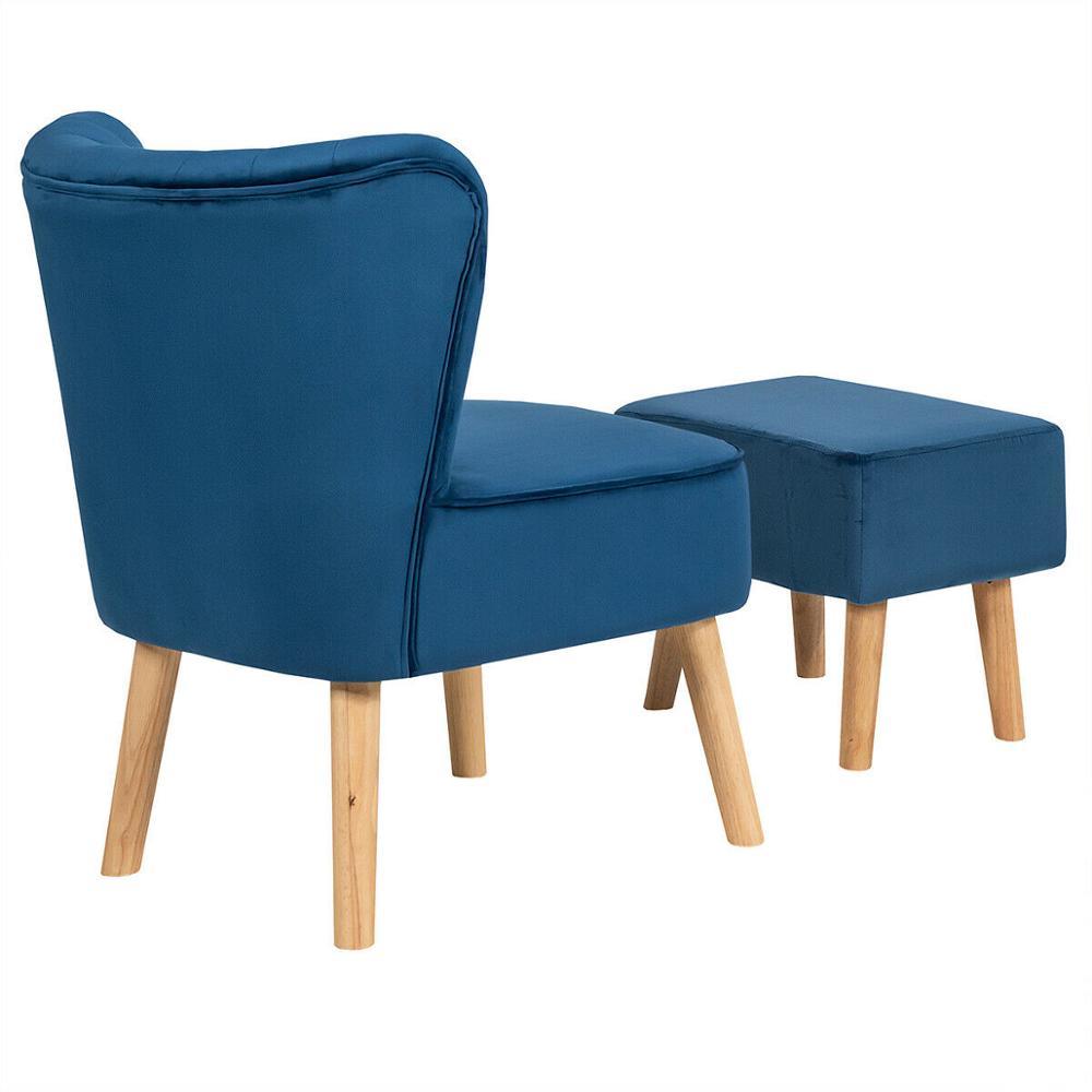 Leisure Chair and Ottoman Thick Padded Button Tufted Sofa Set w/ Wood Legs (FW2)(FW6)(1U67)