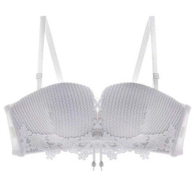 Women's Gathering Lifting Steel Ring Bra - Deep V Drawstring Tube Top - Gathering Slip Bra For Women (2U27)