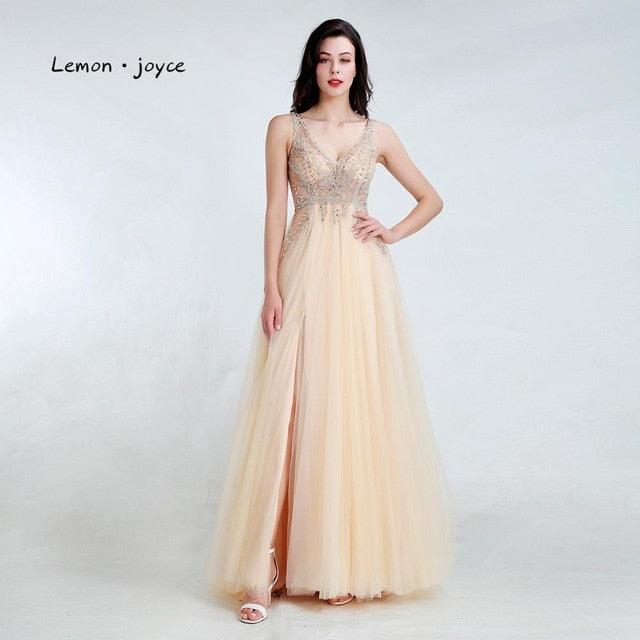 Elegant Prom Dresses - Long Sexy V-neck Beading Dress - Formal Evening Party Gown - Plus Size (WSO5)(WSO4)(F18)