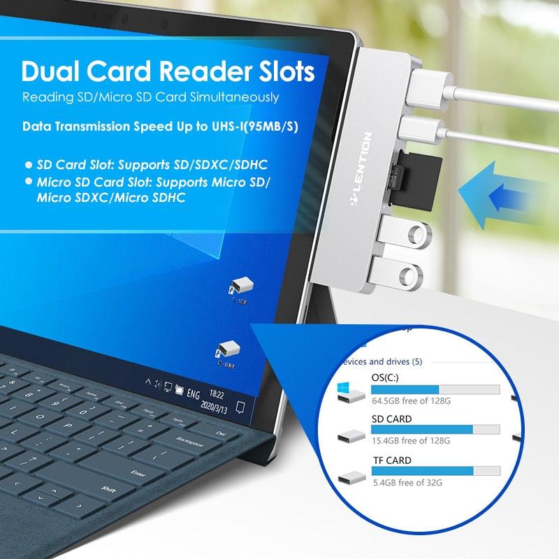 USB 3.0 HUB Multi USB to USB3.0 Port HDMI SD/TF Docking Station for Microsoft Surface Pro 7 Splitter Adapter PD Charge (CA2)(1U52)