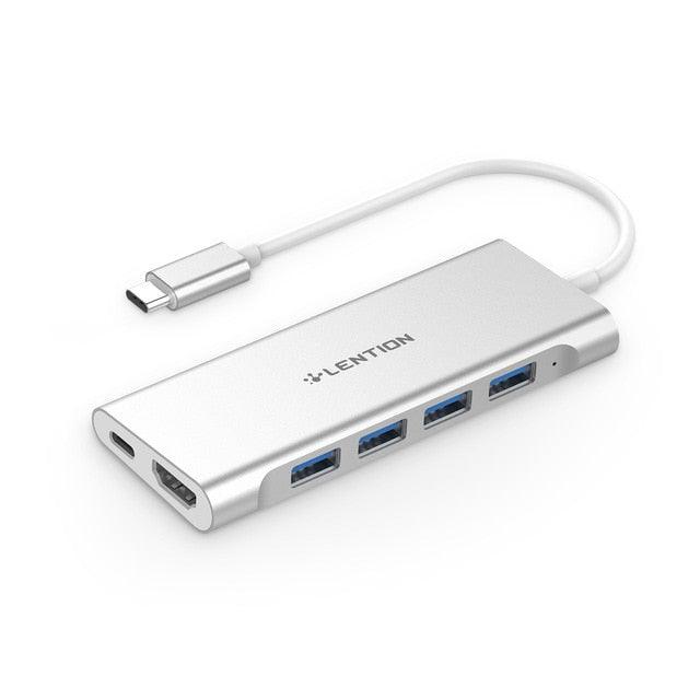 USB-C Multi-Port Hub with 4K HDMI Output, 4 USB 3.0, Type C Charging Adapter for 2020-2016 MacBook Pro13/15/16, Surface (D52)(CA2)(1U52)