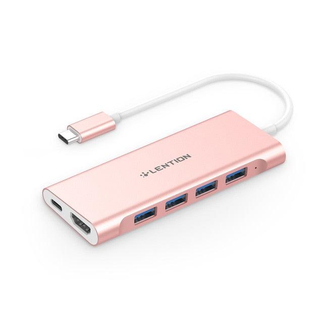 USB-C Multi-Port Hub with 4K HDMI Output, 4 USB 3.0, Type C Charging Adapter for 2020-2016 MacBook Pro13/15/16, Surface (D52)(CA2)(1U52)