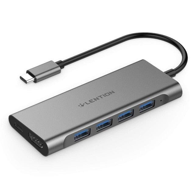 USB-C Multi-Port Hub with 4K HDMI Output, 4 USB 3.0, Type C Charging Adapter for 2020-2016 MacBook Pro13/15/16, Surface (D52)(CA2)(1U52)