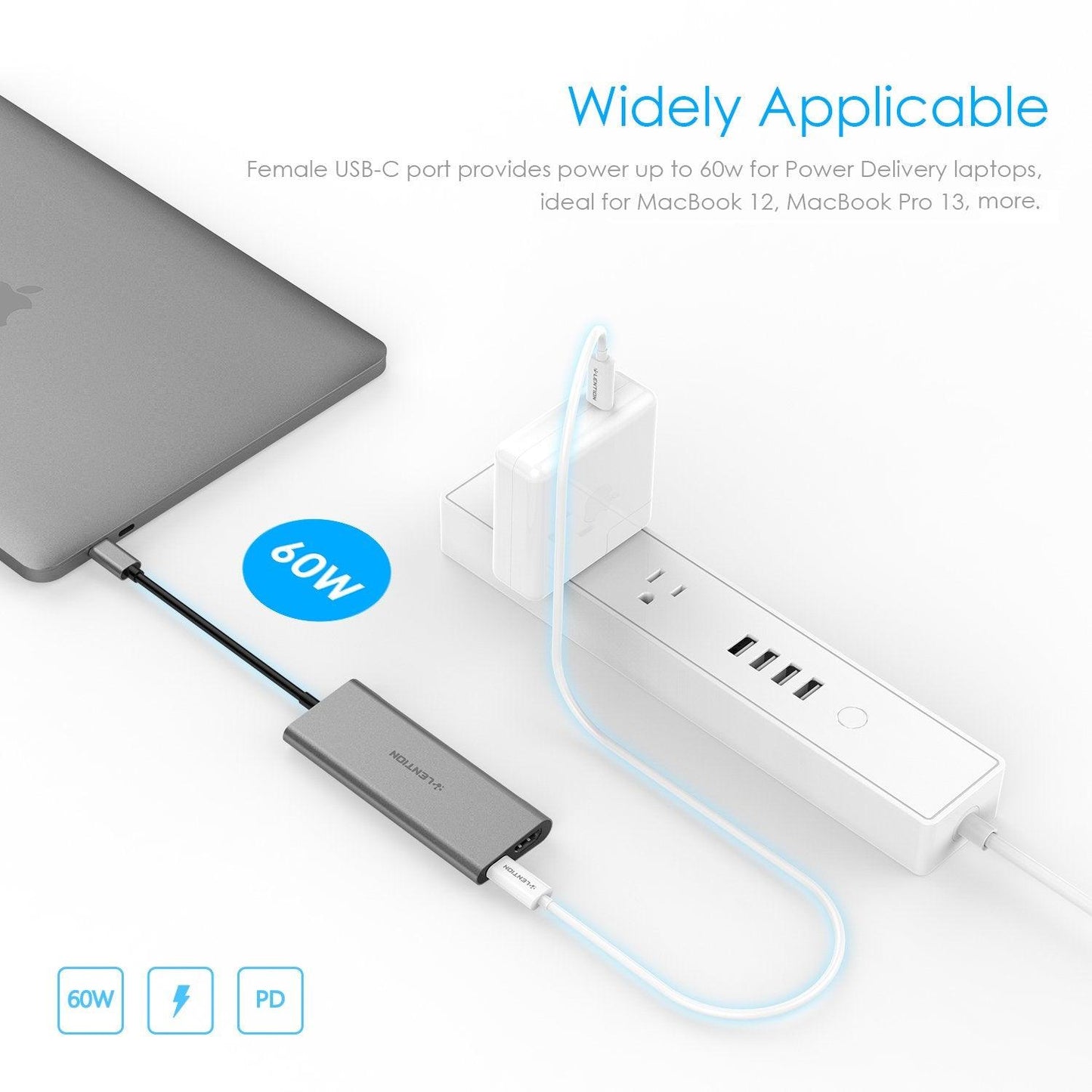 USB-C Multi-Port Hub with 4K HDMI Output, 4 USB 3.0, Type C Charging Adapter for 2020-2016 MacBook Pro13/15/16, Surface (D52)(CA2)(1U52)
