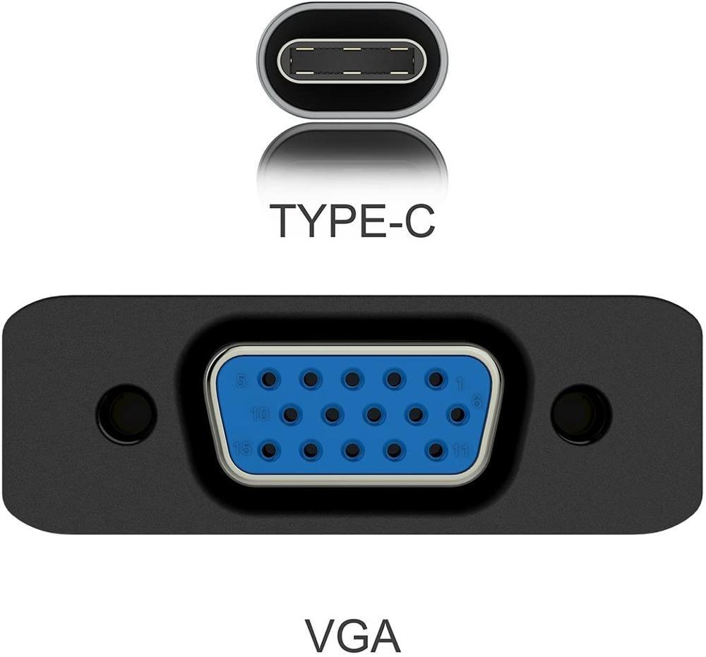 USB C to VGA Adapter, Type C to VGA Cable Converter for MacBook Pro 13/15/16 (Thunderbolt 3 Port), 2018 2019 MacBook Air (CA2)(1U52)