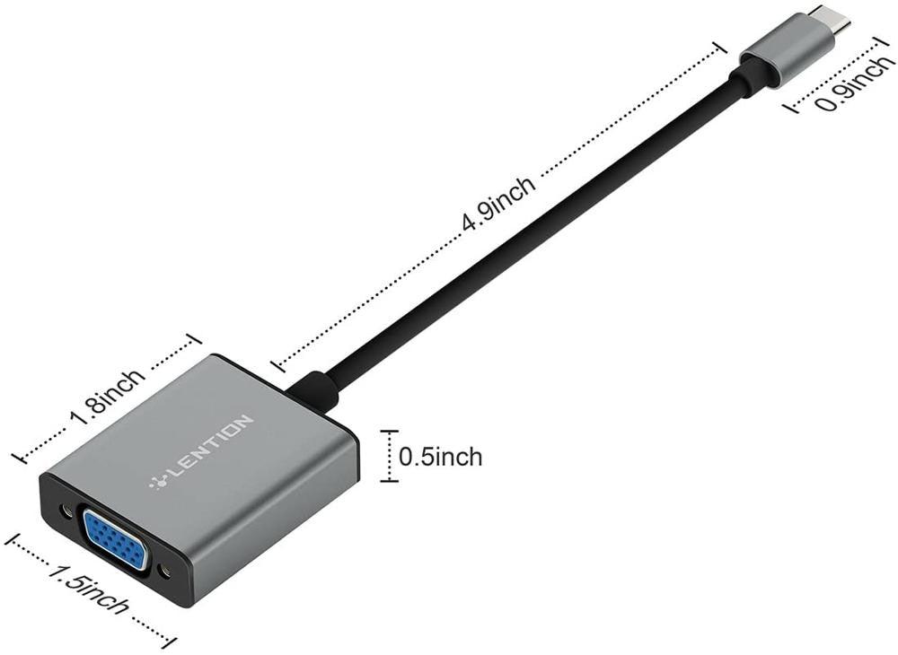 USB C to VGA Adapter, Type C to VGA Cable Converter for MacBook Pro 13/15/16 (Thunderbolt 3 Port), 2018 2019 MacBook Air (CA2)(1U52)