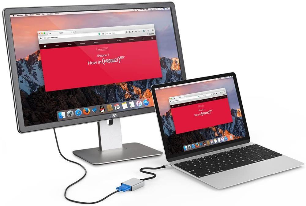 USB C to VGA Adapter, Type C to VGA Cable Converter for MacBook Pro 13/15/16 (Thunderbolt 3 Port), 2018 2019 MacBook Air (CA2)(1U52)