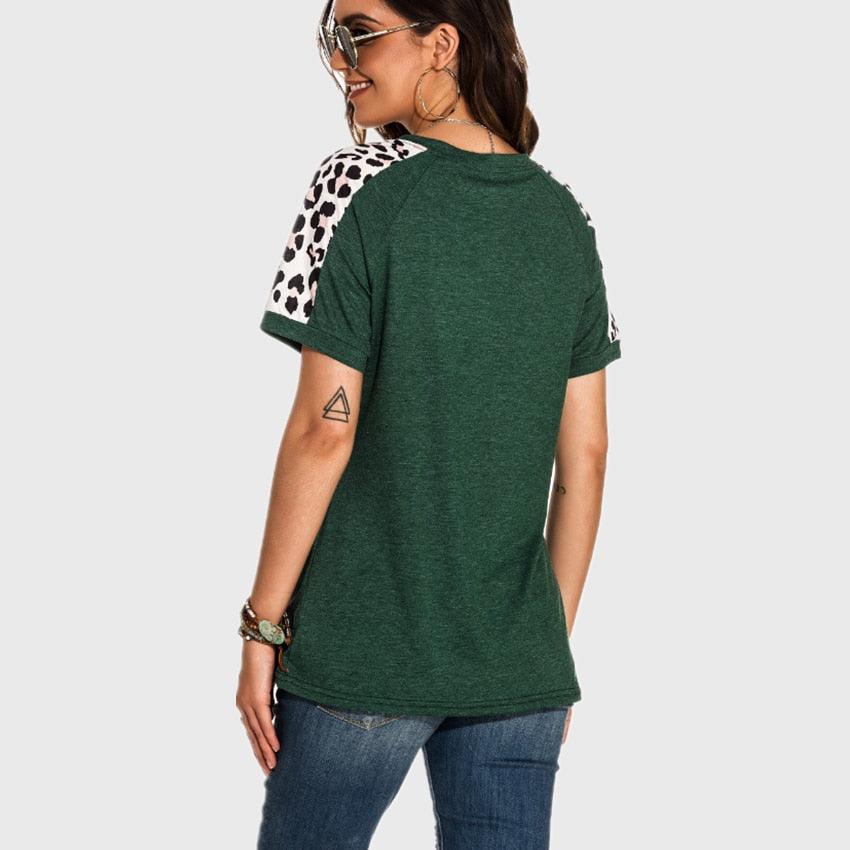 Leopard Pocket T-shirt Summer Tops - Women O-neck Short Sleeve Casual Female Tops - Summer Hot T Shirt (3U19)