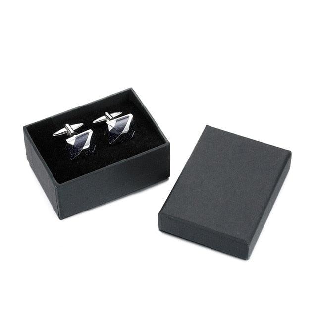 Low-key Luxury Star Stone Cufflinks -Men's Shirt Cufflink - Square Blue Sandstone Cuff links (D17)(MA4)