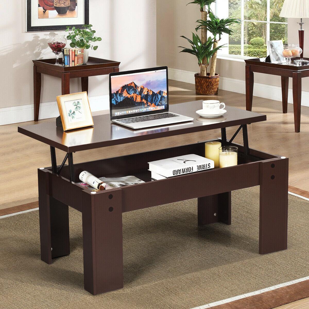 Lift Top Coffee Table Pop-UP Cocktail Table w/Hidden Compartment & Shelf (D67)(FW6)(FW1)(1U67)