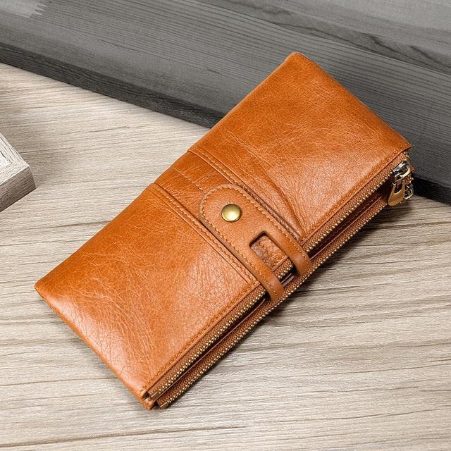 Light Luxury Cowhide Leather Long Wallet - Anti-Theft Credit Card Money Holder (1U79)