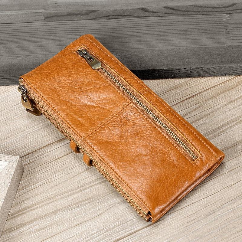 Light Luxury Cowhide Leather Long Wallet - Anti-Theft Credit Card Money Holder (1U79)
