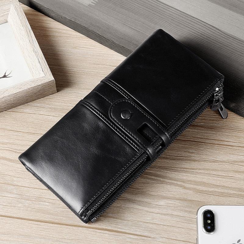 Light Luxury Cowhide Leather Long Wallet - Anti-Theft Credit Card Money Holder (1U79)