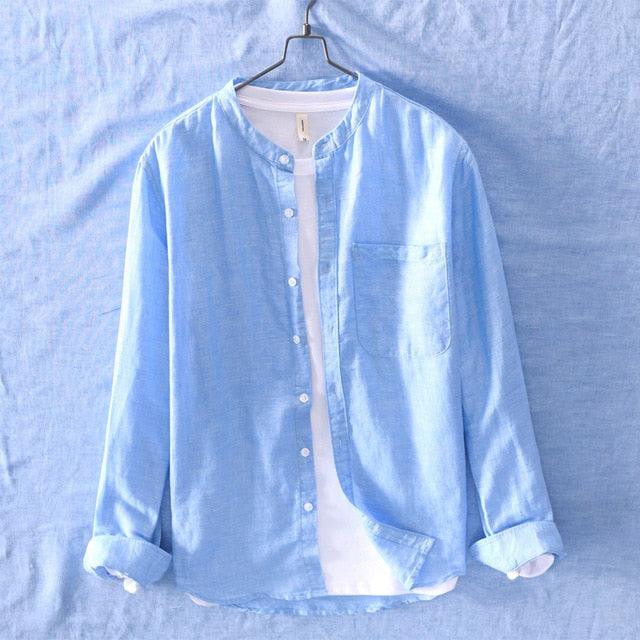 Linen Shirts For Men - Long Sleeve Beach Shirts - Sexy New Summer Fashion Clothing (1U8)