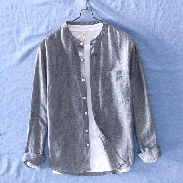 Linen Shirts For Men - Long Sleeve Beach Shirts - Sexy New Summer Fashion Clothing (1U8)