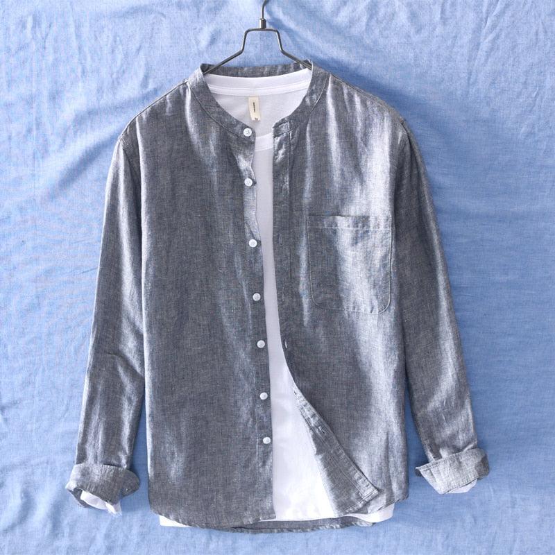 Linen Shirts For Men - Long Sleeve Beach Shirts - Sexy New Summer Fashion Clothing (1U8)