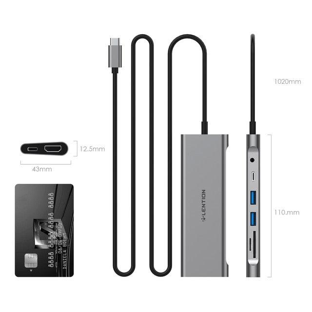 Long Cable USB C Hub with 4K HDMI, 2 USB 3.0, 3.5mm Audio,Type C Charging Adapter for MacBook Pro 13/15/16 (Thunderbolt 3 Port) (CA2)(1U52)
