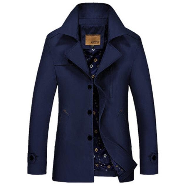 Long Jacket - Men Thin Windbreaker Pockets Khaki Outerwear Windproof Jackets (2U10)(2U100)