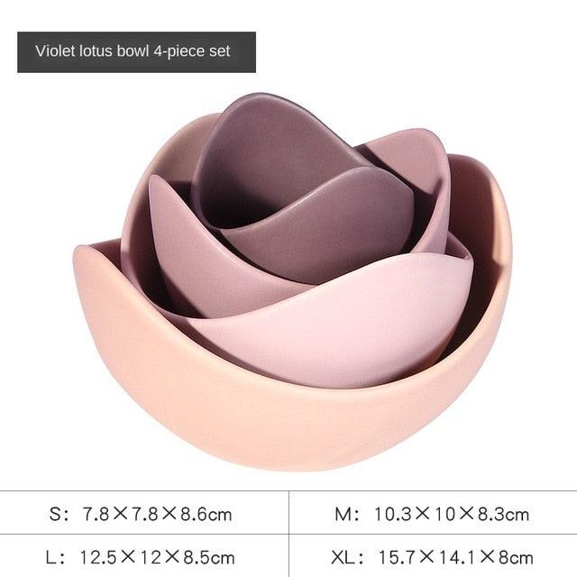Lotus Ceramic Bowl Dishes And Plates Sets - Creative Fruit Plate Simple Zen Decor Storage (AK7)(F61)