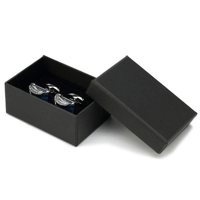Low-key Luxury ''Blue Glass Cufflinks -Men's Square Crystal Cufflinks Shirt (MA4)