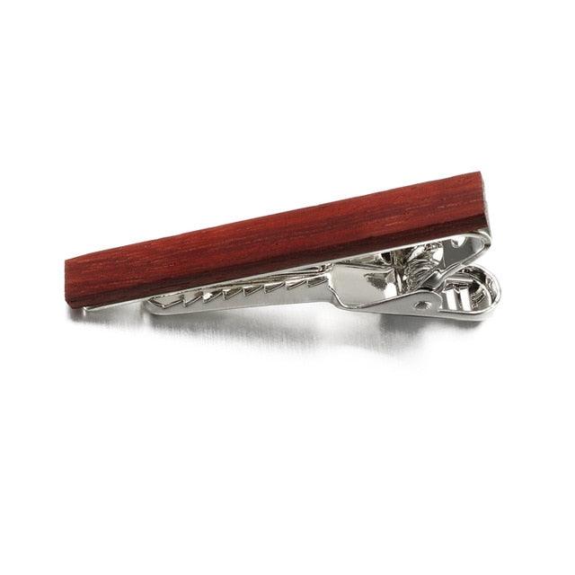 Luxury Ebony Wood Tie Clips - Tie Bar Clip RoseWood Tie Clips - Formal Business Wedding (MA4)(F17)
