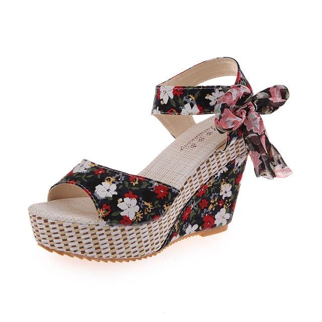 Gorgeous Summer Beach Boho Floral Wedge Sandals (SS3)(SH2)(SS1)